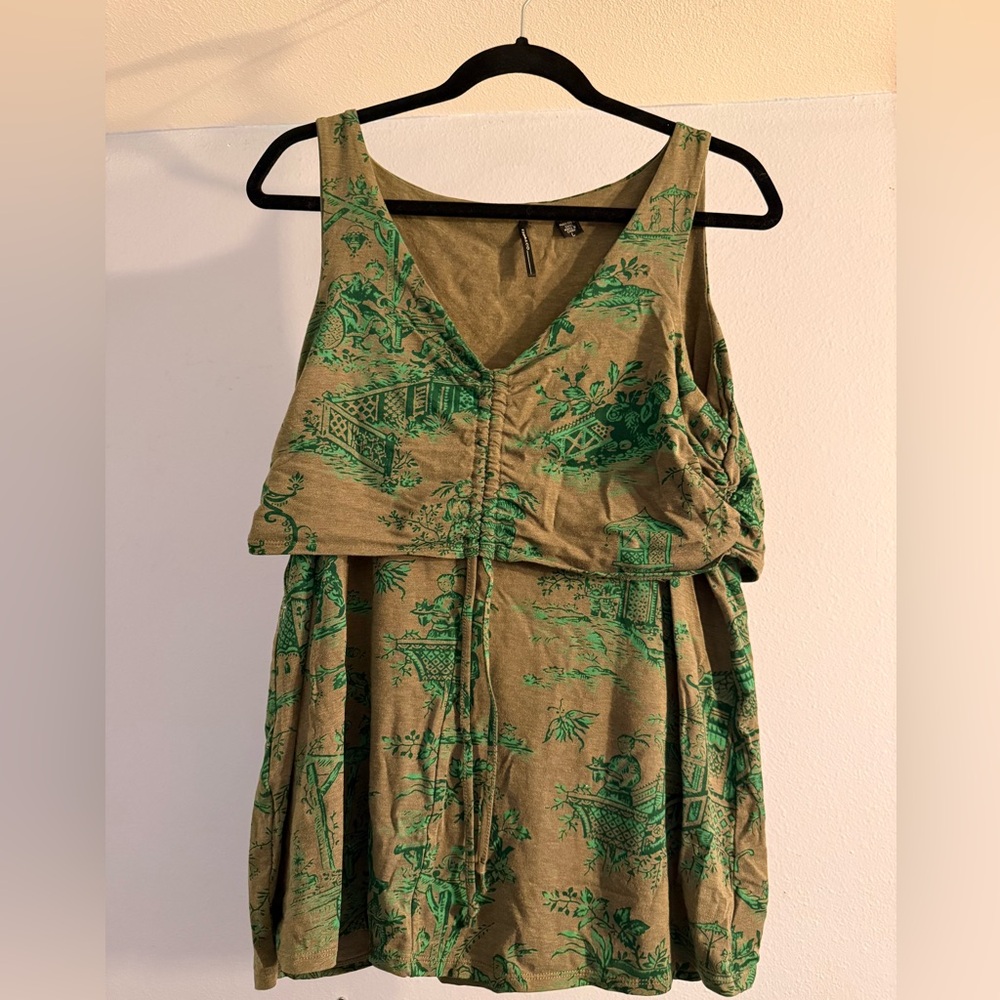 Green Patterned Tank Top